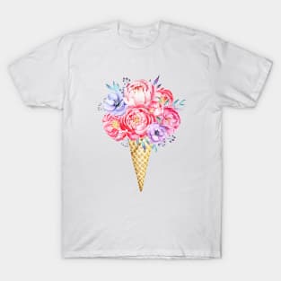 Flowers in waffle cone, Hello summer! T-Shirt